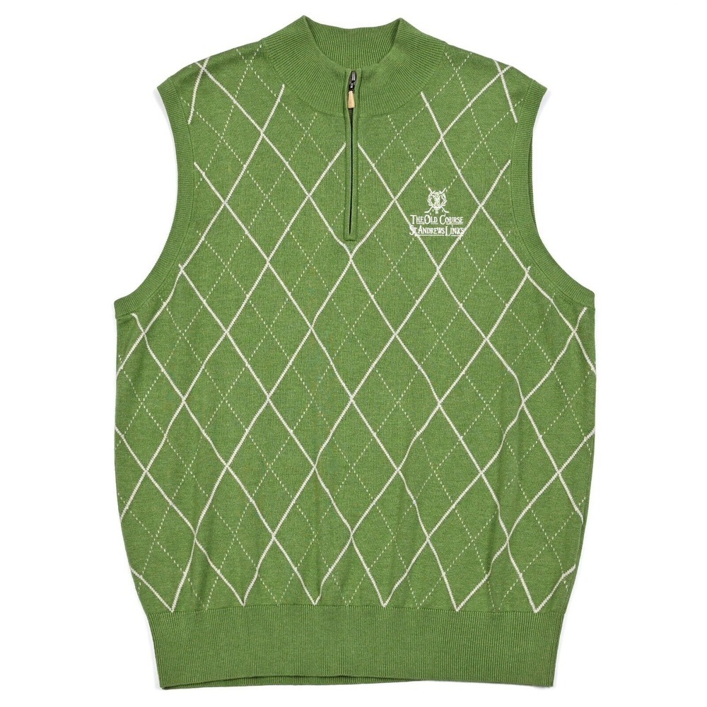 Peter Millar Sweater Vest Men's Large 1/4 Zip Golf Silk Cashmere St. Andrews